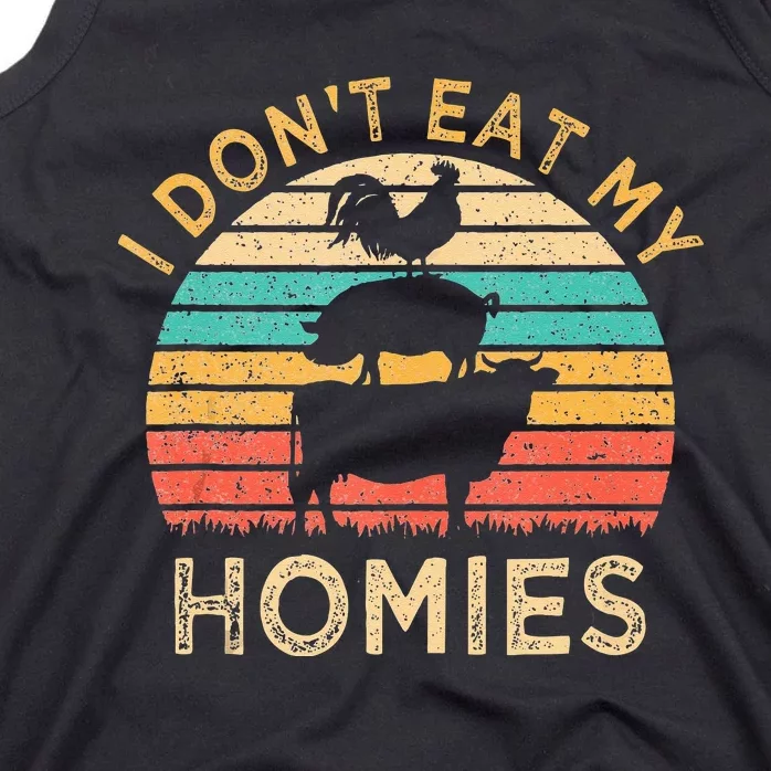 Vegetarian I Dont Eat My Homies Funny Vegan Retro Tank Top