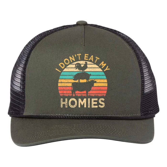 Vegetarian I Dont Eat My Homies Funny Vegan Retro Retro Rope Trucker Hat Cap