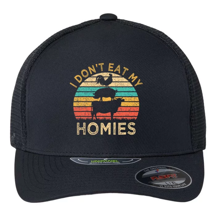 Vegetarian I DonT Eat My Homies Funny Vegan Retro Flexfit Unipanel Trucker Cap