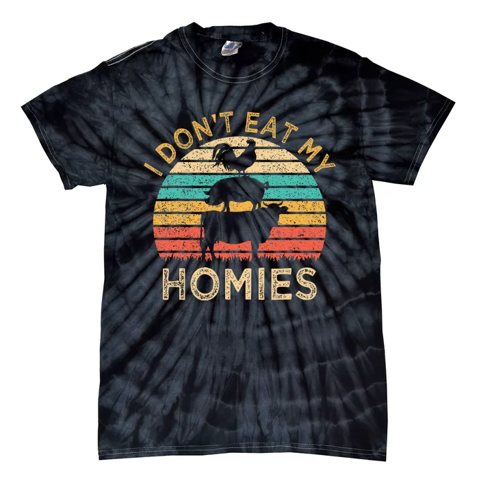 Vegetarian I DonT Eat My Homies Funny Vegan Retro Tie-Dye T-Shirt