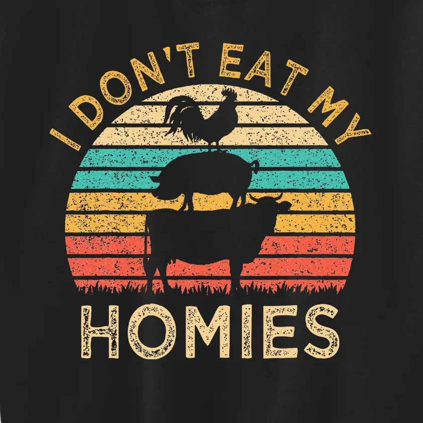 Vegetarian I DonT Eat My Homies Funny Vegan Retro Kids Sweatshirt