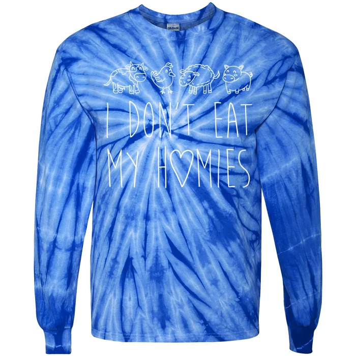 Vegan I Dont Eat My Homies Vegetarian Funny Gift Tie-Dye Long Sleeve Shirt