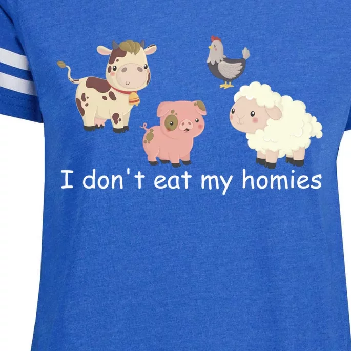 Vegetarian I Dont Eat My Homies Fun Vegan Love Animals Tee Gift Enza Ladies Jersey Football T-Shirt