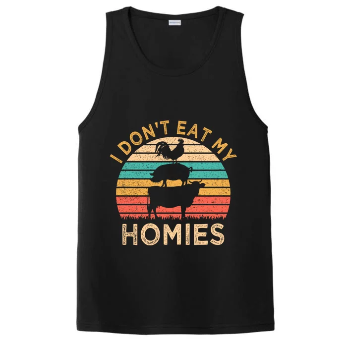 Vegetarian I Don't Eat My Homies Funny Vegan Retro Gift Performance Tank