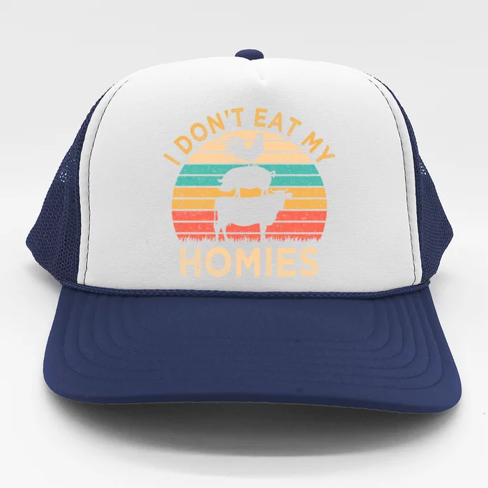 Vegetarian I Don't Eat My Homies Funny Vegan Retro Gift Trucker Hat