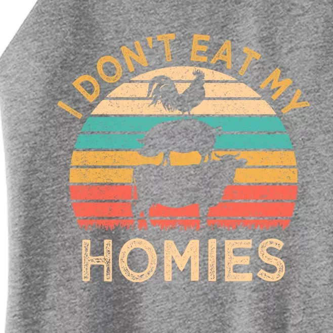 Vegetarian I Don't Eat My Homies Funny Vegan Retro Gift Women’s Perfect Tri Rocker Tank