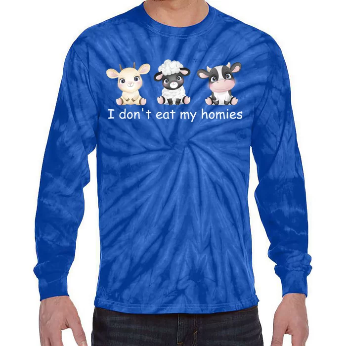 Vegetarian I Dont Eat My Homies Fun Vegan Love Cute Animals Gift Tie-Dye Long Sleeve Shirt