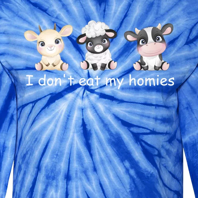 Vegetarian I Dont Eat My Homies Fun Vegan Love Cute Animals Gift Tie-Dye Long Sleeve Shirt