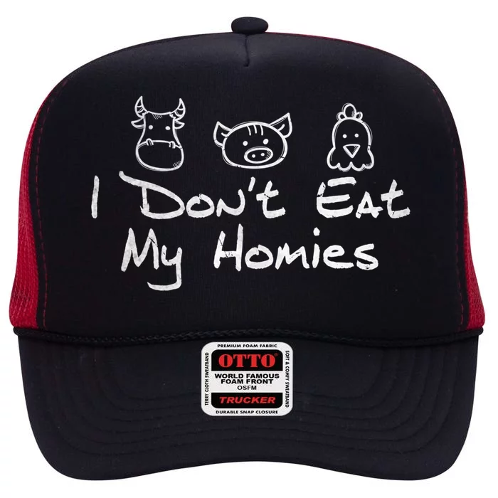 Vegetarian I Dont Eat My Homies Vegan Animals Lover Cute Gift High Crown Mesh Trucker Hat