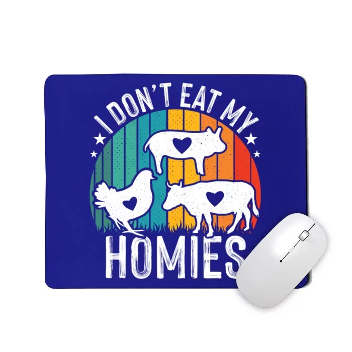 Vegetarian I Dont Eat My Homies Funny Vegan Retro Gift Mousepad