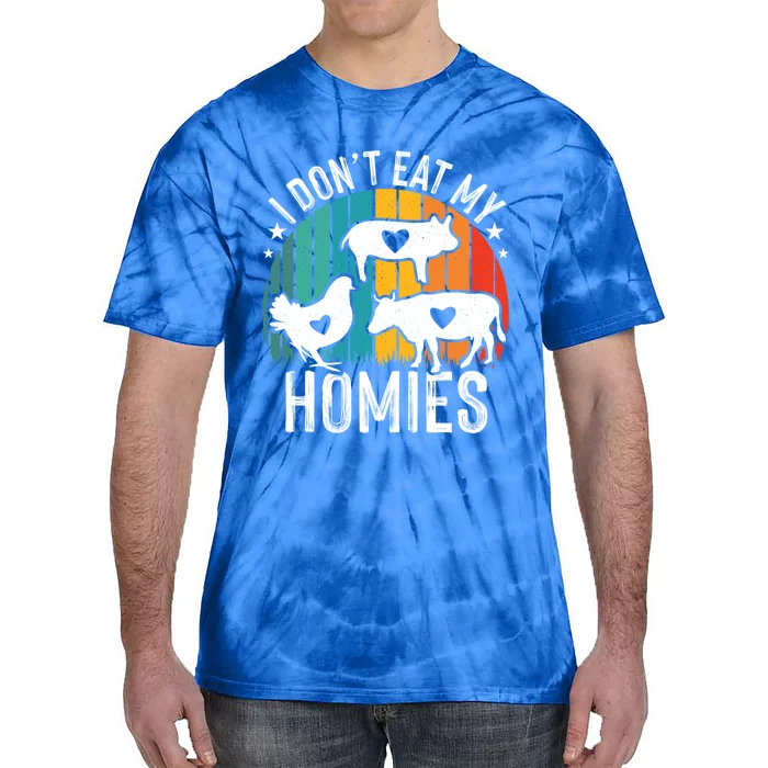 Vegetarian I Dont Eat My Homies Funny Vegan Retro Gift Tie-Dye T-Shirt