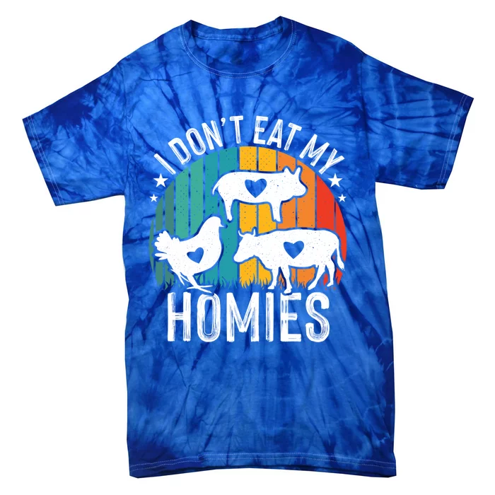 Vegetarian I Dont Eat My Homies Funny Vegan Retro Gift Tie-Dye T-Shirt