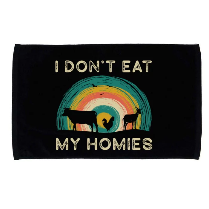 Vegeterian I Dont Eat My Homies Funny Vegan Retro Vintage Funny Gift Microfiber Hand Towel