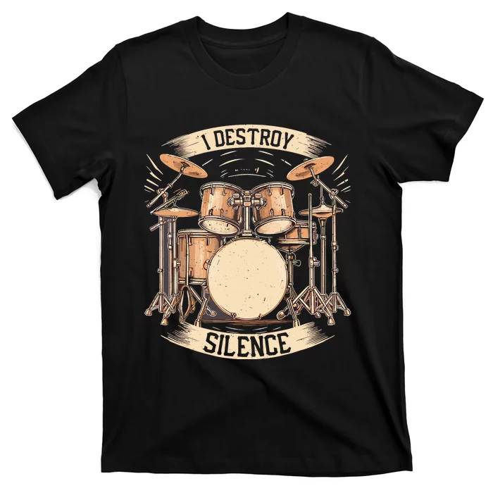 Vintage I Destroy Silence Drummer Teei Destroy Silence Drum T-Shirt