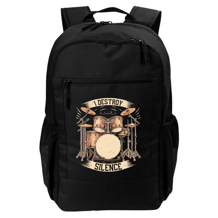 Vintage I Destroy Silence Drummer Teei Destroy Silence Drum Daily Commute Backpack