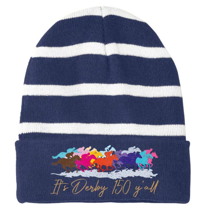 Vintage Its Derby 150 Yall 150th Horse Racing Derby Day 2024 Striped Beanie with Solid Band