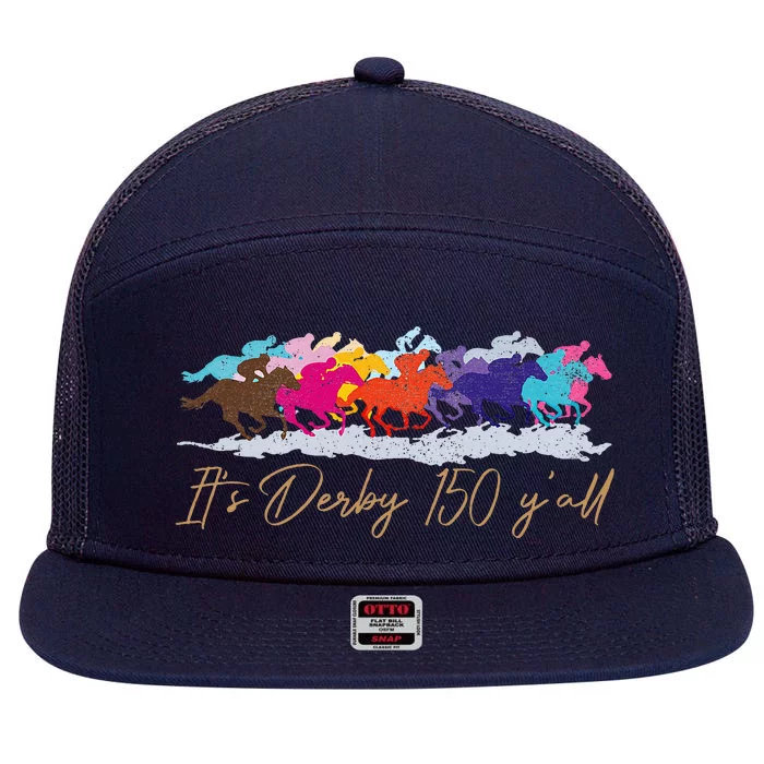 Vintage Its Derby 150 Yall 150th Horse Racing Derby Day 2024 7 Panel Mesh Trucker Snapback Hat