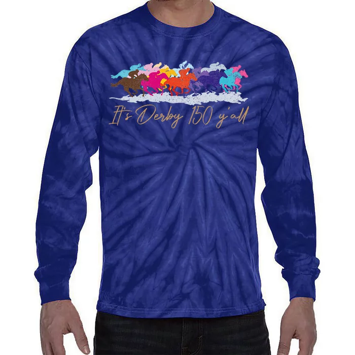 Vintage Its Derby 150 Yall 150th Horse Racing Derby Day 2024 Tie-Dye Long Sleeve Shirt