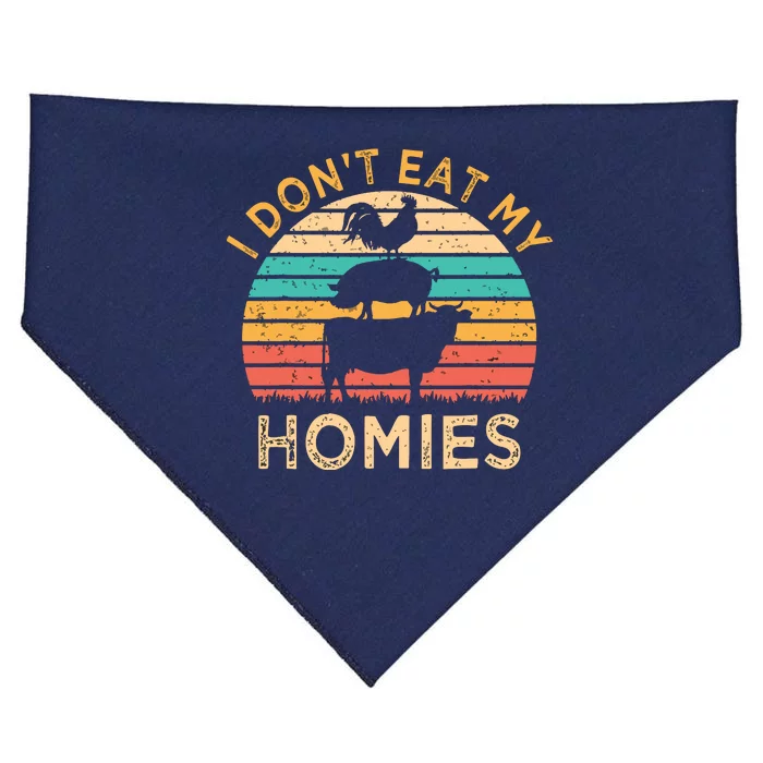 Vegetarian I Dont Eat My Homies Funny Vegan Retro USA-Made Doggie Bandana