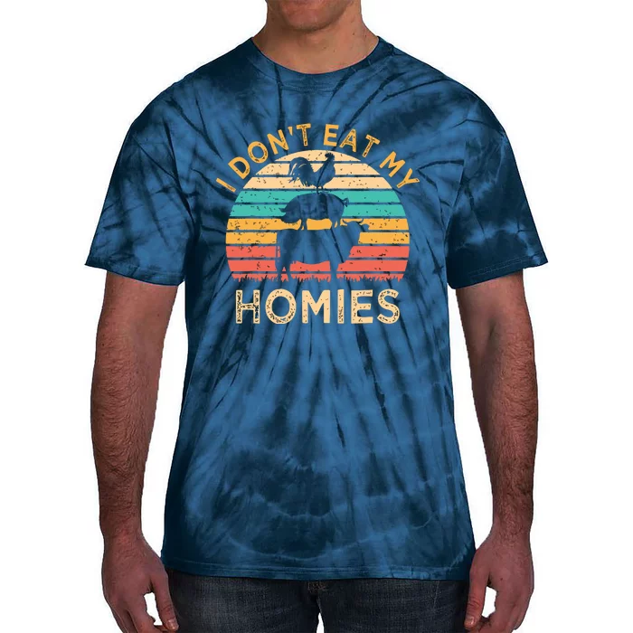 Vegetarian I Dont Eat My Homies Funny Vegan Retro Tie-Dye T-Shirt