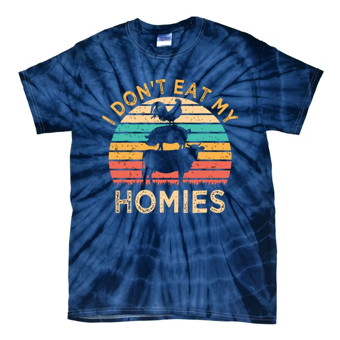 Vegetarian I Dont Eat My Homies Funny Vegan Retro Tie-Dye T-Shirt