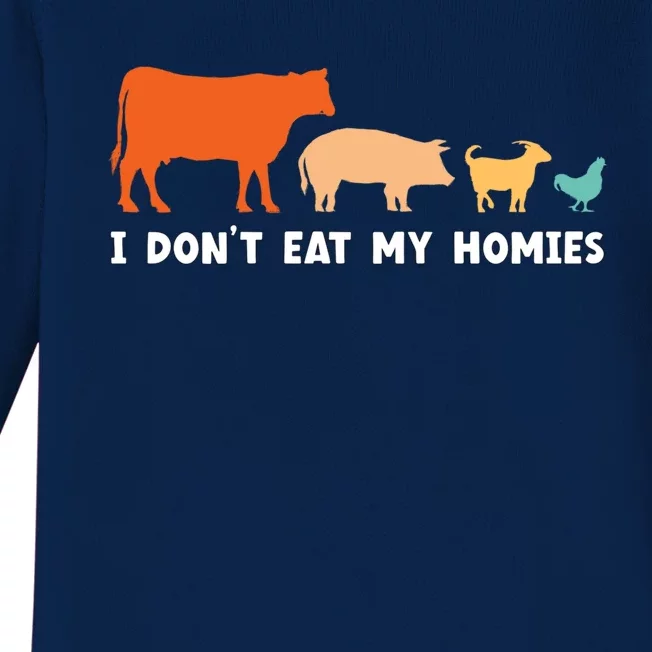 Vegan I Dont Eat My Homies Funny Vegetarian Gift Baby Long Sleeve Bodysuit