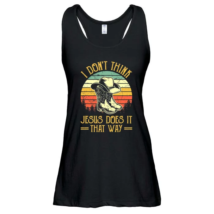 Vintage I Don't Think Jesus Does It That Way Southern Western Ladies Essential Flowy Tank