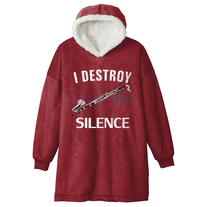 Vintage I Destroy Silence Bass Clarinet Funny Orchestra Gift Hooded Wearable Blanket