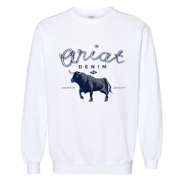 Vintage Inspired Denim Bull Western Flair Garment-Dyed Sweatshirt