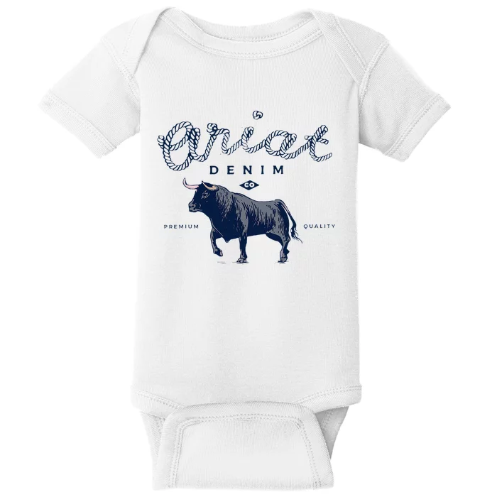 Vintage Inspired Denim Bull Western Flair Baby Bodysuit