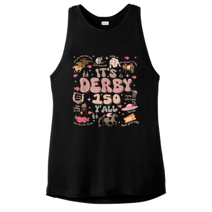 Vintage Its Derby 150 Yall 150th Horse Racing Ky Derby Day Ladies Tri-Blend Wicking Tank