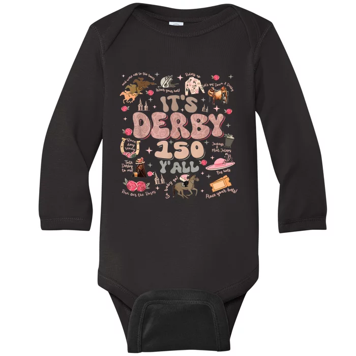 Vintage Its Derby 150 Yall 150th Horse Racing Ky Derby Day Baby Long Sleeve Bodysuit