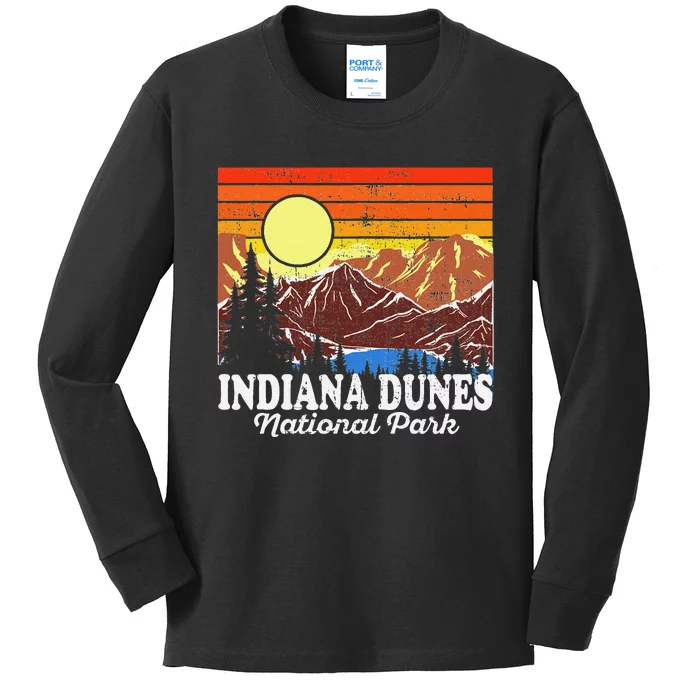 Vintage Indiana Dunes National Park Souvenir Kids Long Sleeve Shirt