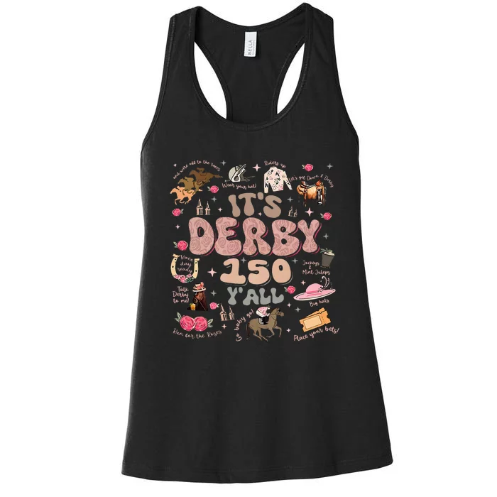 Vintage ItS Derby 150 Yall 150th Horse Racing Ky Derby Day Women's Racerback Tank