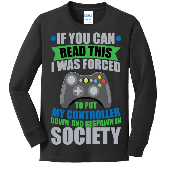 Video Game Respawn In Society Kids Long Sleeve Shirt