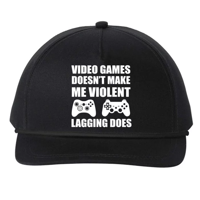 Video Games Doesn't Make Me Violent Lagging Does Snapback Five-Panel Rope Hat