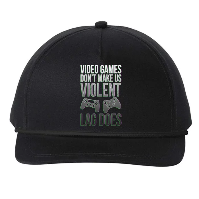 Video Games Doesn't Make Me Violent Lagging Does Gamer Snapback Five-Panel Rope Hat