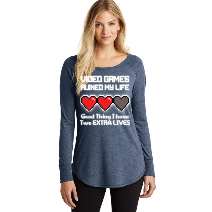 Video Games Ruined My Life Good Thing I Have Two Extra Lives Women's Perfect Tri Tunic Long Sleeve Shirt