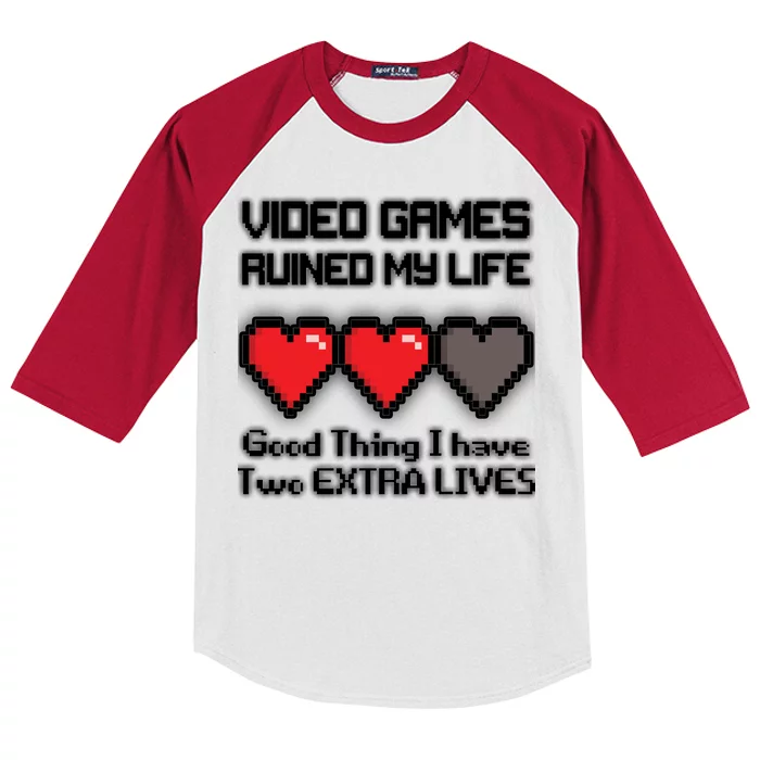 Video Games Ruined My Life Good Thing I Have Two Extra Lives Kids Colorblock Raglan Jersey