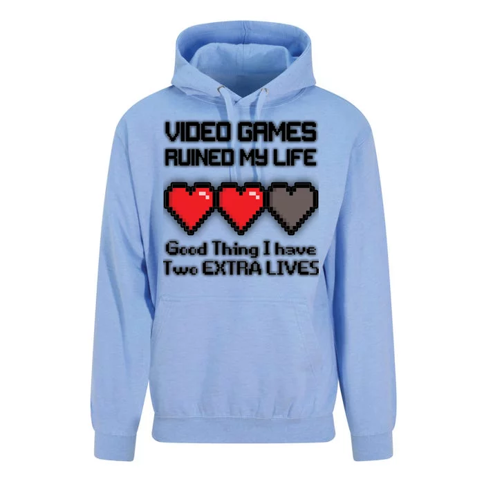 Video Games Ruined My Life Good Thing I Have Two Extra Lives Unisex Surf Hoodie