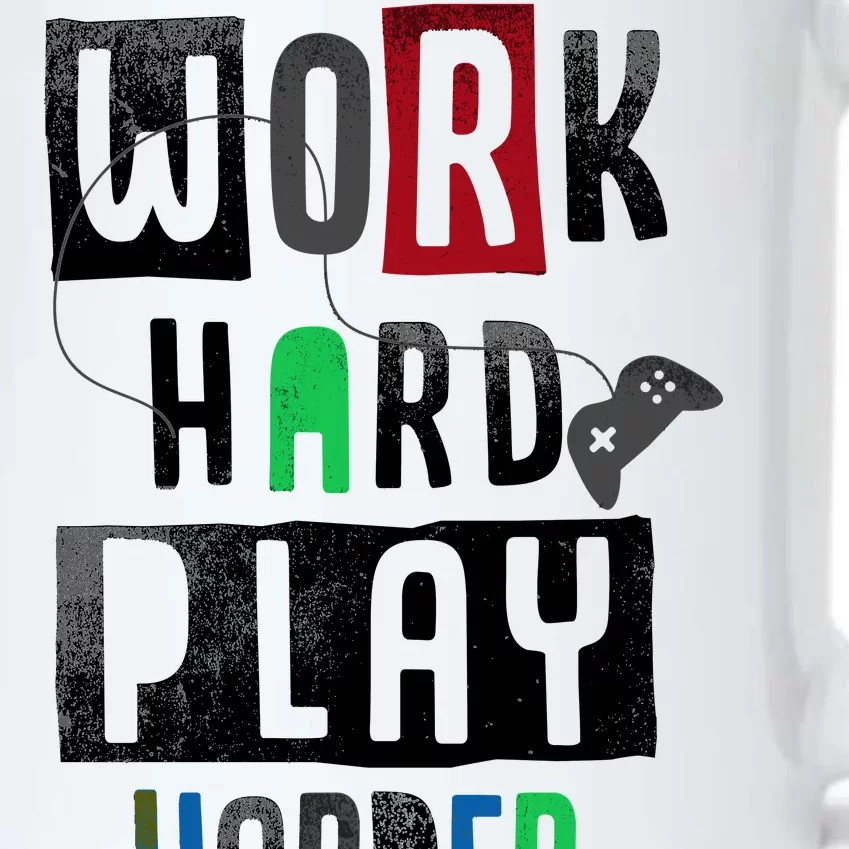 Video Games Work Hard Play Harder Gamer Black Color Changing Mug