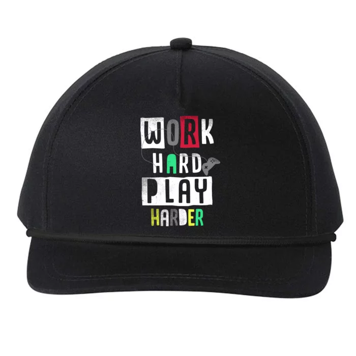 Video Games Work Hard Play Harder Gamer Snapback Five-Panel Rope Hat