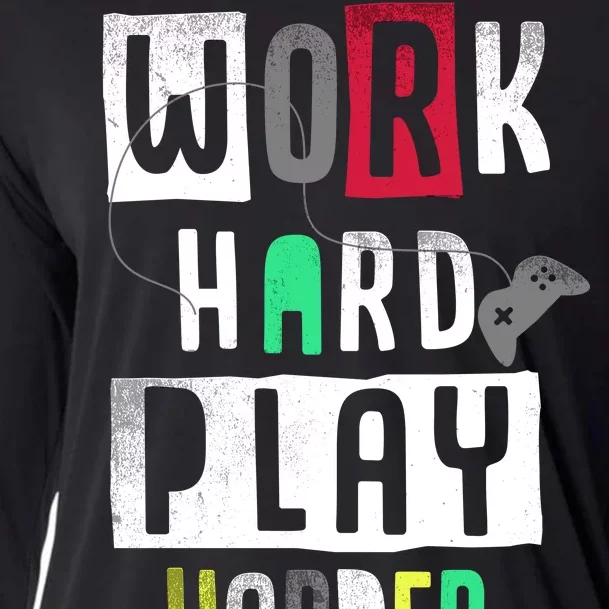 Video Games Work Hard Play Harder Gamer Cooling Performance Long Sleeve Crew