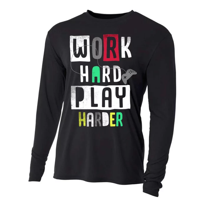 Video Games Work Hard Play Harder Gamer Cooling Performance Long Sleeve Crew