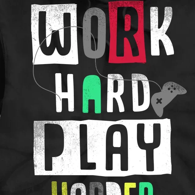 Video Games Work Hard Play Harder Gamer Tie Dye Hoodie