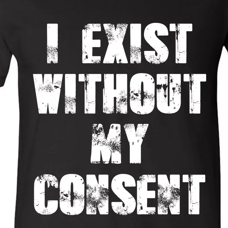 Vintage I Exist Without My Consent Funny Meme Frog V-Neck T-Shirt