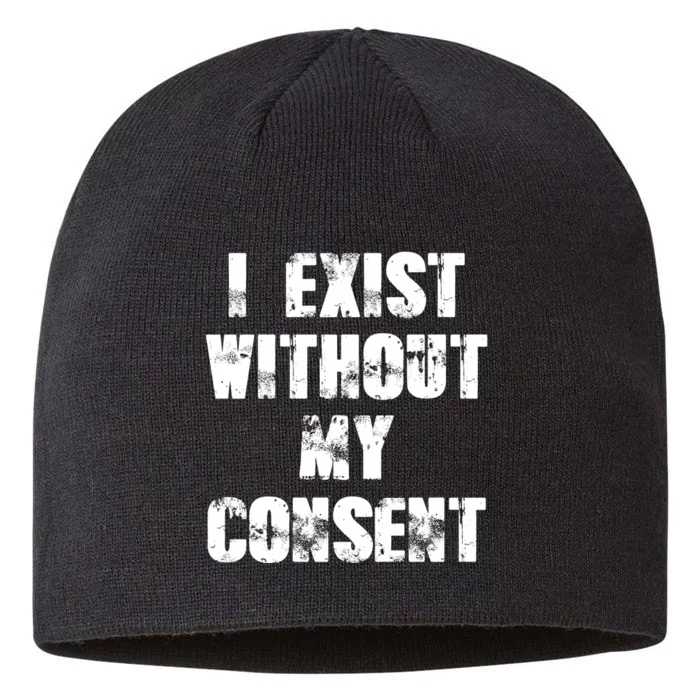 Vintage I Exist Without My Consent Funny Meme Frog 8 1/2in Sustainable Knit Beanie