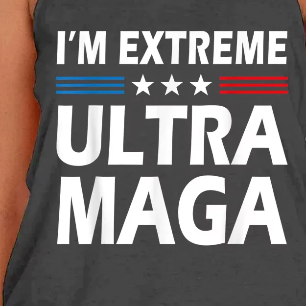 Vintage I'm Extreme Ultra Maga US Flag Trump Supporters Women's Knotted Racerback Tank