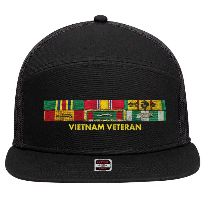 Vietnam Veteran Emblem 7 Panel Mesh Trucker Snapback Hat