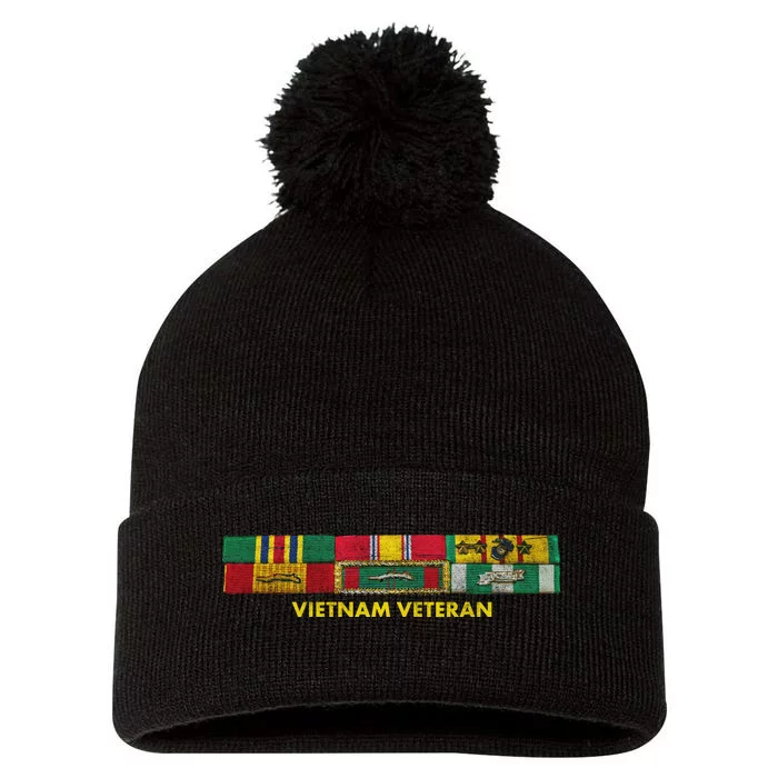 Vietnam Veteran Emblem Pom Pom 12in Knit Beanie